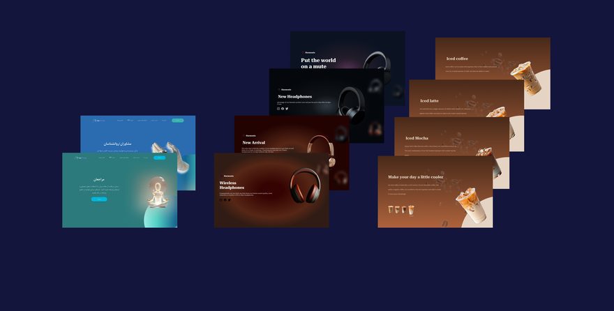 Sample UI screens from a mobile app interface design